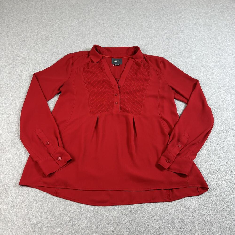 Maeve Shirt Women 4 Red Bib Tunic Henley Blouse Long Sleeve Boho Workwear Twee